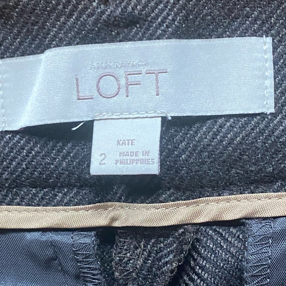 Dark Brown and Black Wool Ann Taylor Loft Pants - Size 2 - Kate Fit - Picture 7 of 12